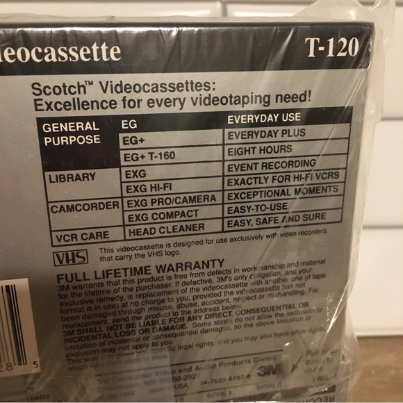 Scotch Videocassette EG T-120 Set of 4 NWT - Picture 5 of 5